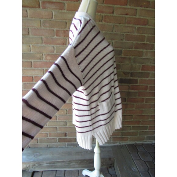 LOFT Cardigan Sweater XL Striped Pockets V-Neck Buttons Chunky 2021 Academia - Picture 9 of 14